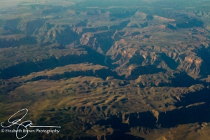 View from 38,000 feet west of the Grand Canyon